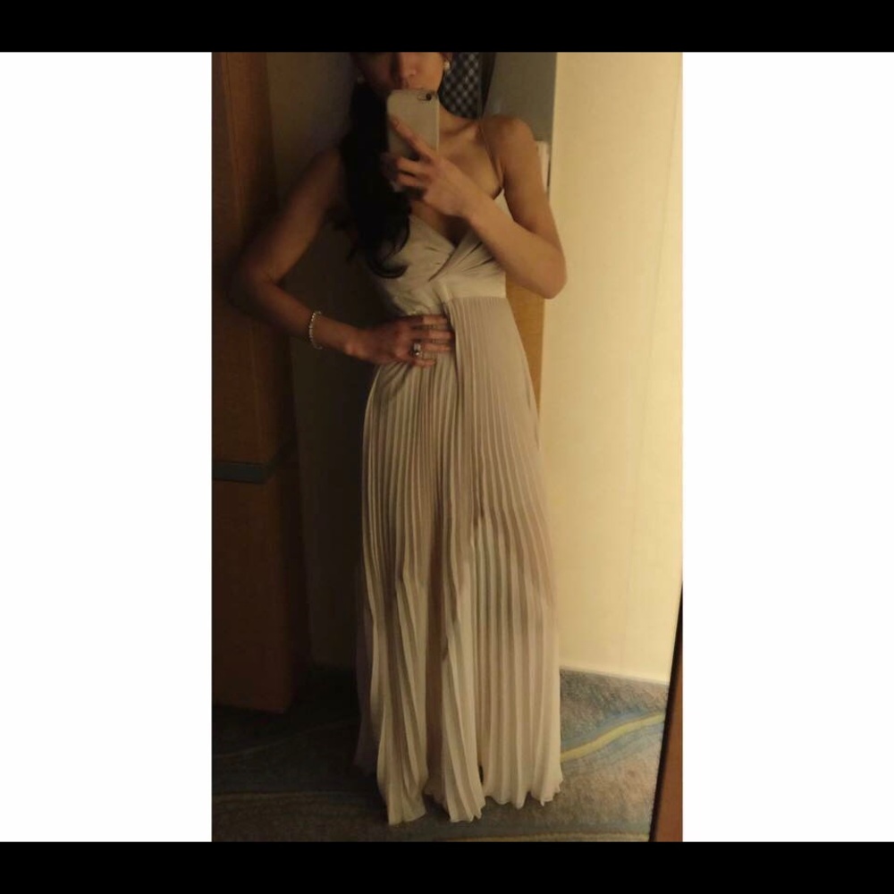 BCBGMaxazria long pleated dress